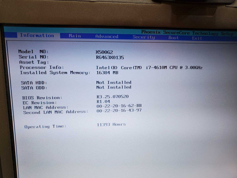 GETAC X500 G2 15â Rugged Laptop Core i7-4610 @ 3.0 GHz 16GB Ram No HDD (