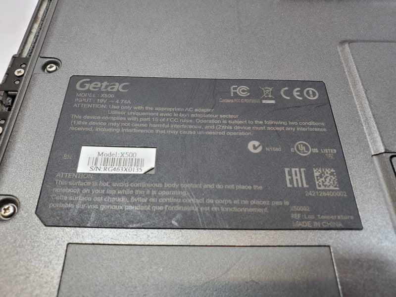 GETAC X500 G2 15â Rugged Laptop Core i7-4610 @ 3.0 GHz 16GB Ram No HDD (