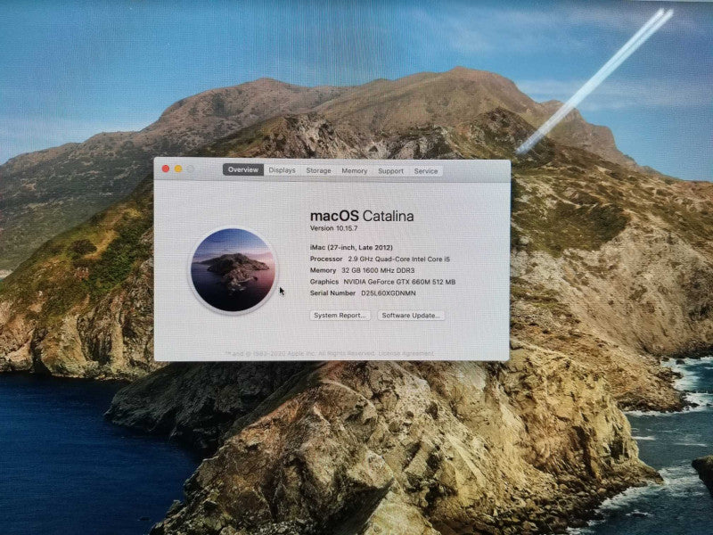 iMac 27\\" A1419 L.2012 Core i5-3470S 2.9GHz 32GB 1TB HDD GTX 660M catalina _
