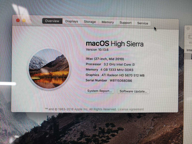 Apple iMac 27\\" M2010 i3 3.2GHz 4GB DDR3 Radeon HD 5670 1TB HDD [