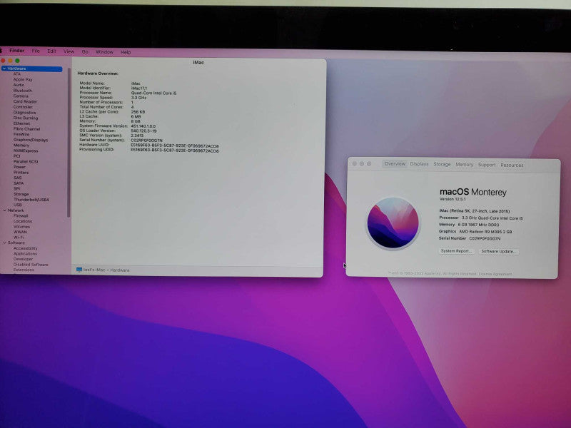Apple 27\\" iMac A1419 L.2015 Core i5-6600 @ 3.3GHz 8GB 2T R9 M395 )
