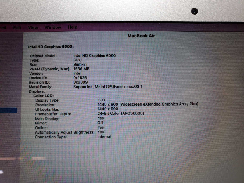 Apple MacBook Air 13\\" 2017 Core i5-5350U @ 1.8 GHz 8GB DDR3 120 GB SSD (