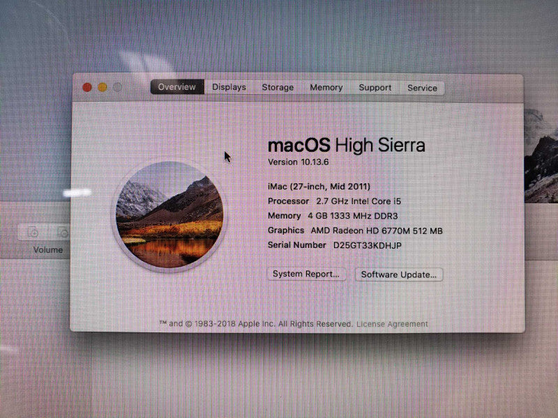 Apple iMac  M2011 27\\" i5@2.7GHz 4GB DDR3 Radeon HD 6770M 1TB HDD [