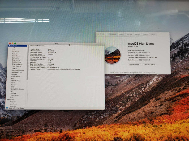 Apple 27\\" iMac A1312 M.2011 Core i5-2500S @ 2.7GHz 4GB 1T HD 6770M )