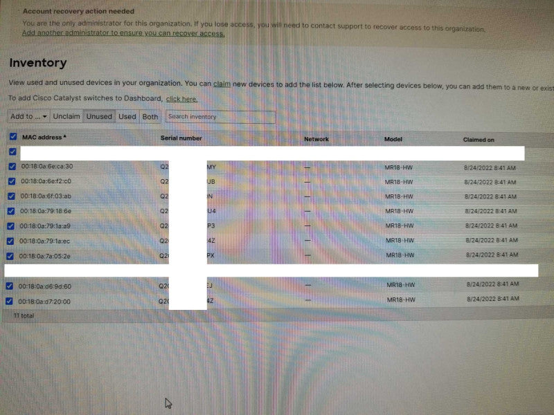 Cisco Meraki MR18-HW Cloud-Managed Access Point AP, Unclaimed, read _