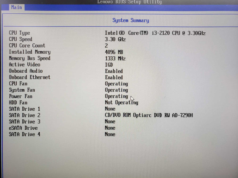 Lenovo ThinkStation E31 i3-2120@3.3GHz 4GB DDR3 No HDD [