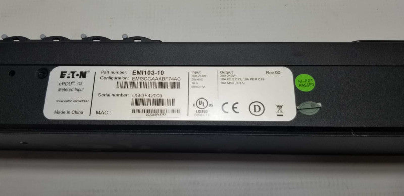 Eaton ePDU  EMI103-10 Eaton Metered Input rack PDU=