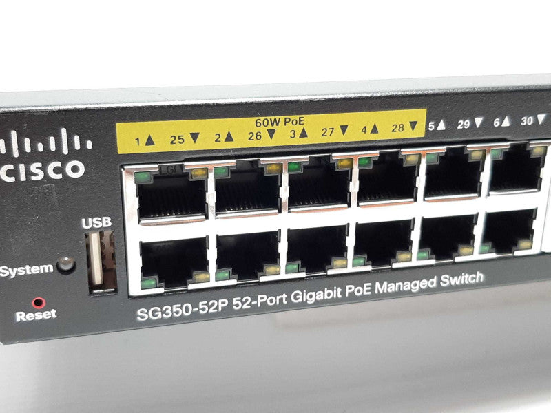 Cisco SG350-52P-K9 52-Port Gigabit Ethernet PoE Managed Switch +