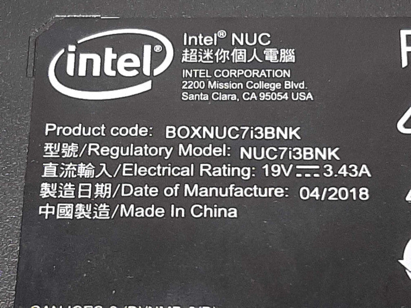 Intel NUC BOXNUC7i3BNK i3-7100U @ 2.40GHz 4GB RAM DDR4 -NO SSD +