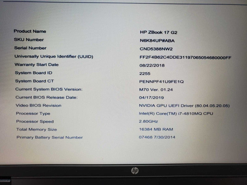 HP ZBook 17 G2 17.3\\" Core i7-4810MQ @ 2.8GHz, 16GB RAM, 1TB HDD (