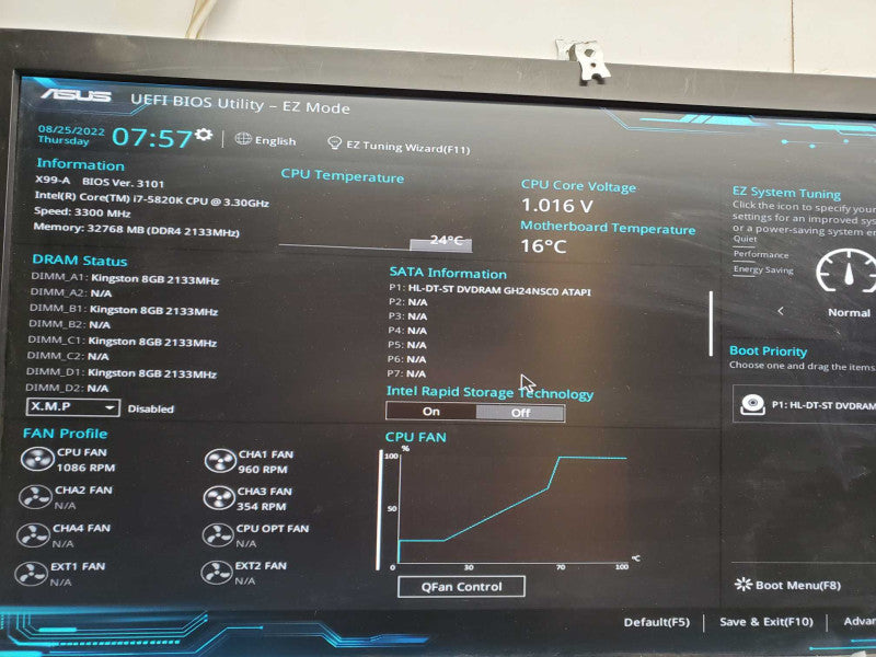 Custom PC Asus X99-A Core i7-5820K @3.3GHz 32GB DDR4 GeForce GT 1030 )