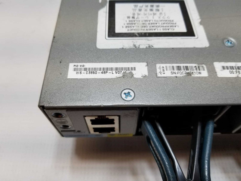 Cisco WS-C3850-48P-L 48 Port Gigabit PoE+ Switch, 2x PSU, No IOS. Read _