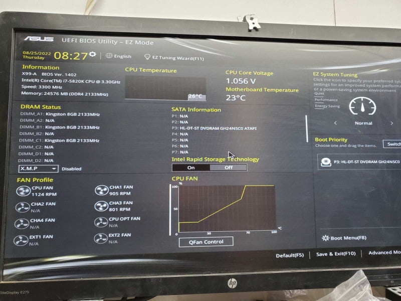 Custom PC Asus X99-A Core i7-5820K @3.3GHz 24GB DDR4 Radeon R5 230 )
