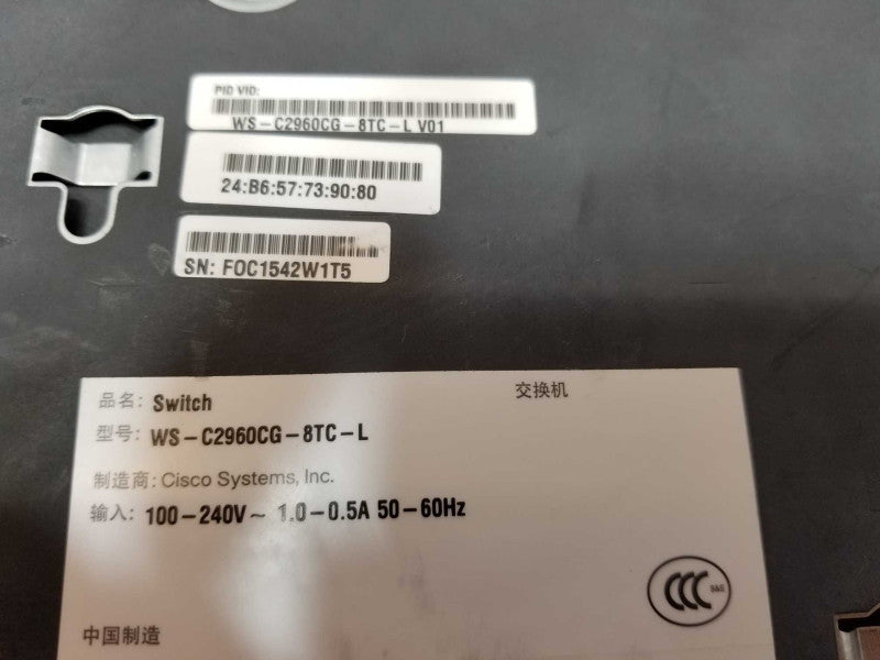 Cisco WS-C2960CG-8TC-L Switch 8-port Gigabit, 2x Uplink, AS-IS _