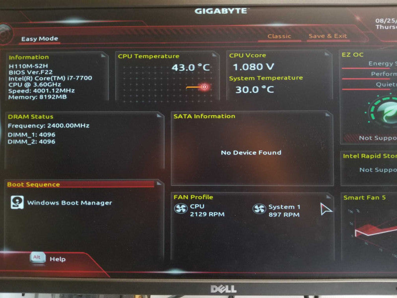 Custom/Gigabyte PC, Core I7-7700 3.6GHz, 8GB DDR4, Zotac GT 740 2GB, Read _