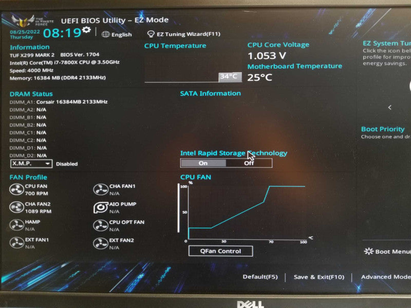 Custom/Asus TUF X299 Mark2 PC, Core I7-7800X 3.5GHz, 16GB DDR4, GT1030 _