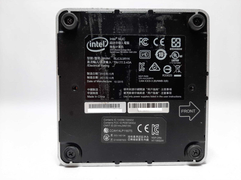 Intel NUC5i3RYK i3-5010U @ 2.1GHz 8GB RAM - NO HDD +