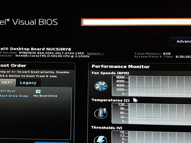 Intel NUC5i3RYK i3-5010U @ 2.1GHz 8GB RAM - NO HDD +