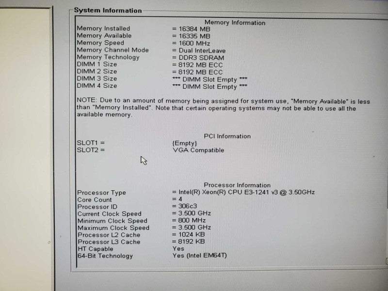 Dell Precision T1700 E3-1241 3.5GHz 16GB DDR3 No HDD |