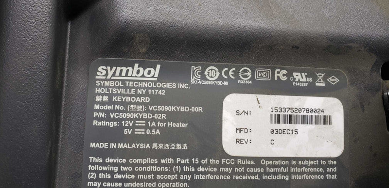 Symbol technologies VC5090KYBD-00R Computer Terminal Keyboard #