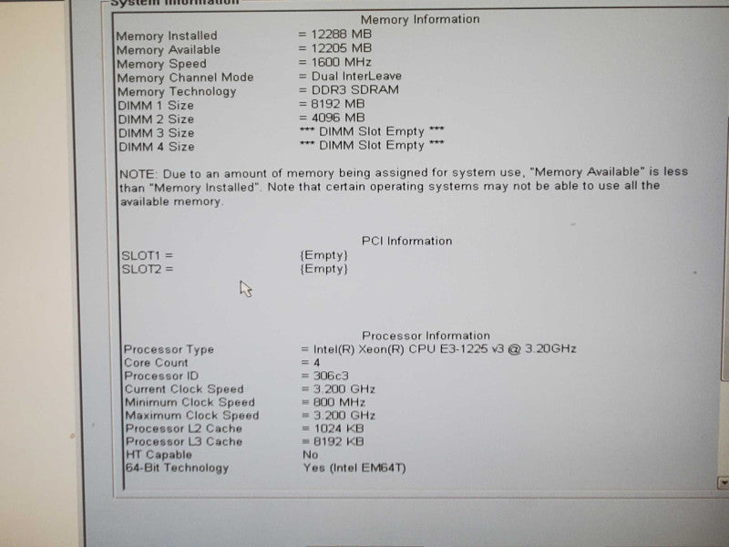 Dell Precision T1700 E3-1225 v3 3.2GHz 12GB DDR3 No HDD |
