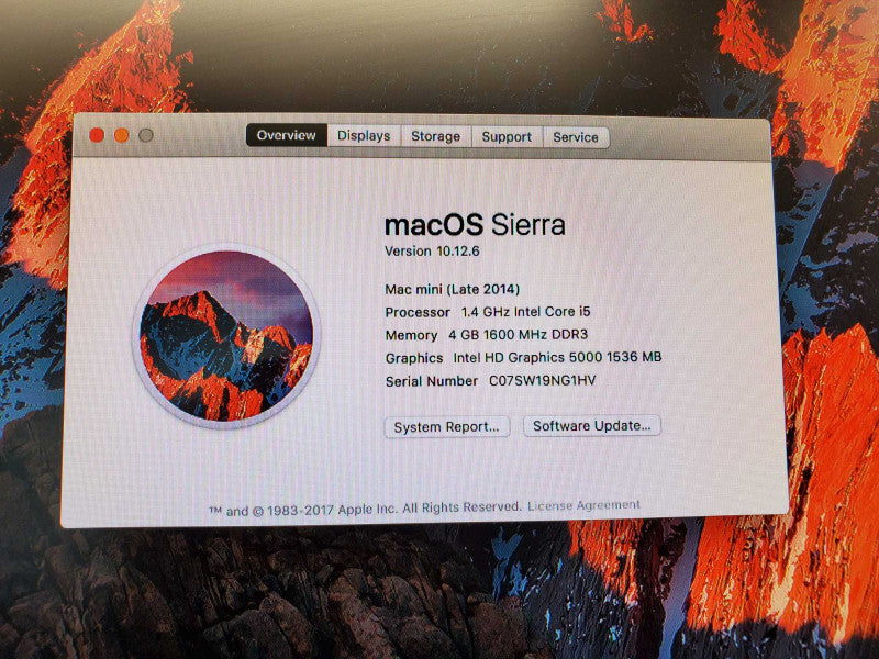 Mac Mini Late 2014 A1347 Core i5-4260U @ 1.4 GHz 4GB Ram 500GB HDD (