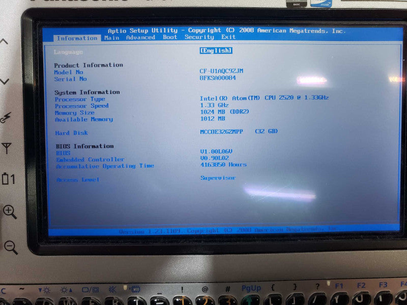 Panasonic Toughbook Touchscreen CF-U1 Atom 2520@1.33GHz 1GB DDR2 32GB HDD [