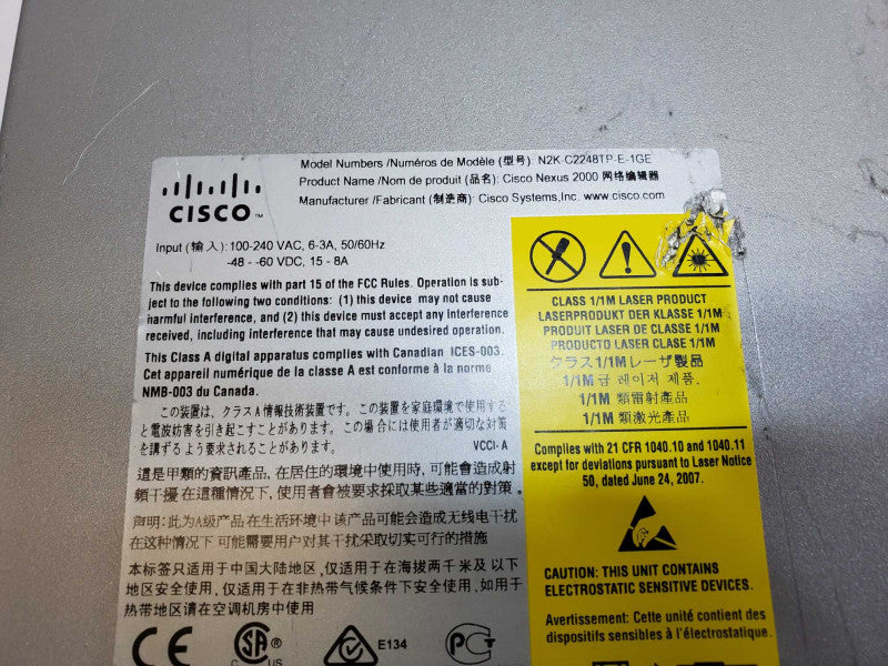Cisco N2K-2248TP-E-1GE Nexus 2248TP-E 48 Port Fabric Extender (