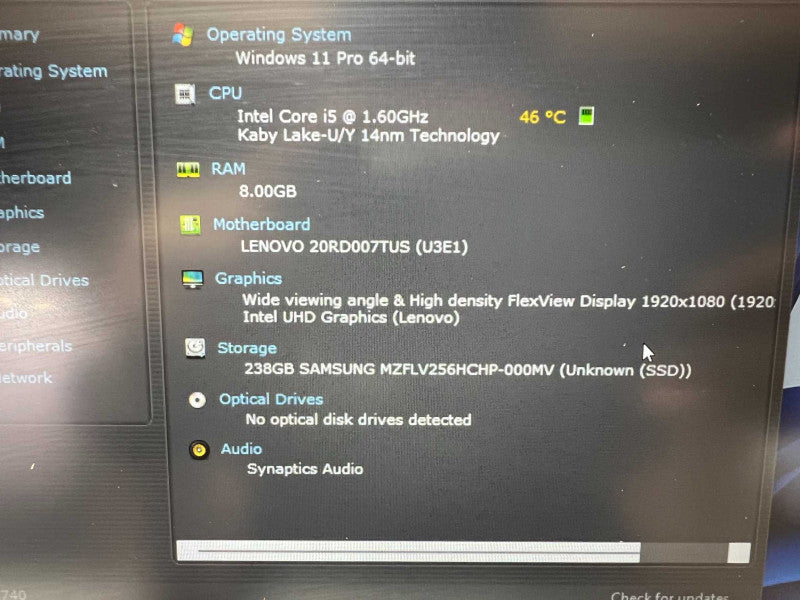Lenovo E15 with i5 -10210U CPU 8GB RAM & 256GB SSD READ -