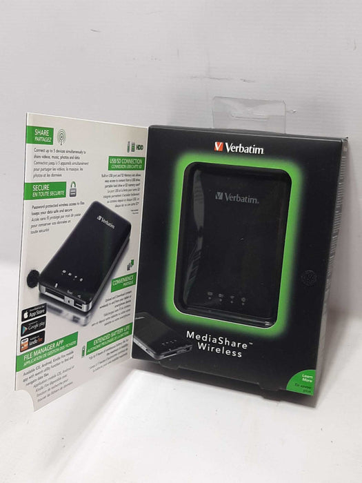 Verbatim #98243 Wireless Go Portable Media Share Sans Fil- New - Sealed-In-Box ~