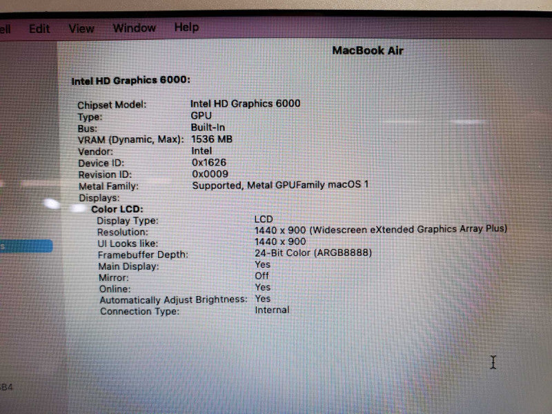Apple MacBook Air 13\\" Early 2015 Core i5-5250U @ 1.6 GHz 4GB DDR3 120GB SSD (