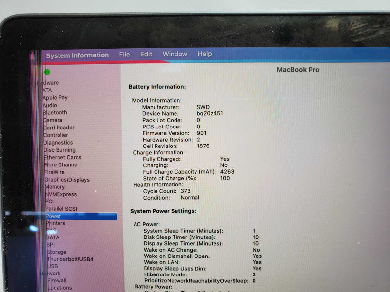 Apple MacBook Pro 1989 13.3â Core i5-8259U @ 2.3 GHz 8GB RAM 250GB SSD *AS IS* (