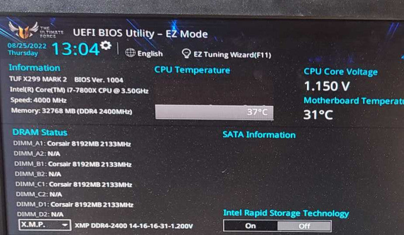 Custom PC ASUS TUF GAMING X299 MARK 2 I7-7800x 3.5GHz 32GB DDR4 RAM Gigabyte Nvidia Geforce GT 1030 2GB $
