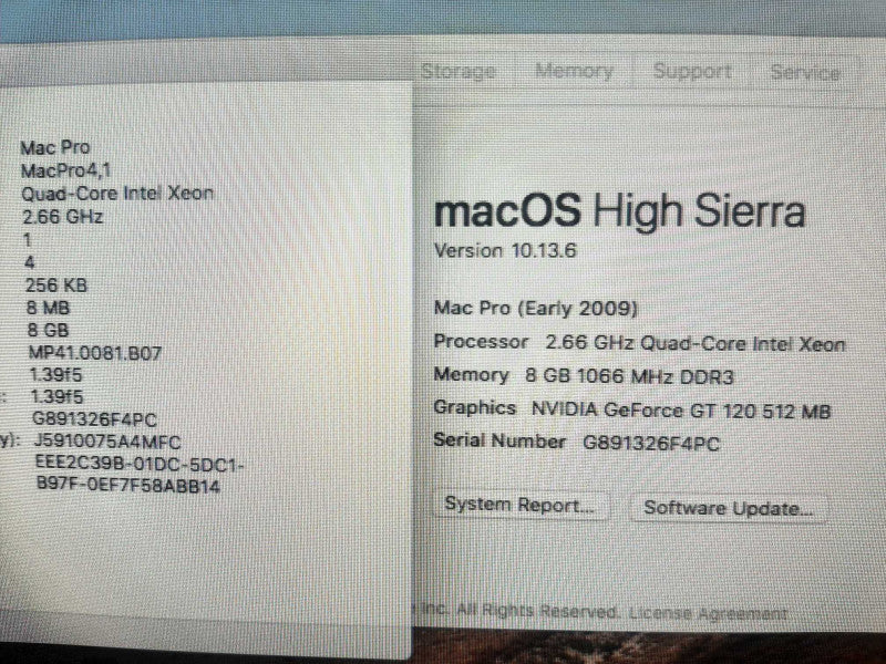 Mac Pro - E.2009 A1289, Xeon W3520 2.66GHz QC/8GB, nVidia GT120, NO HDDs ~