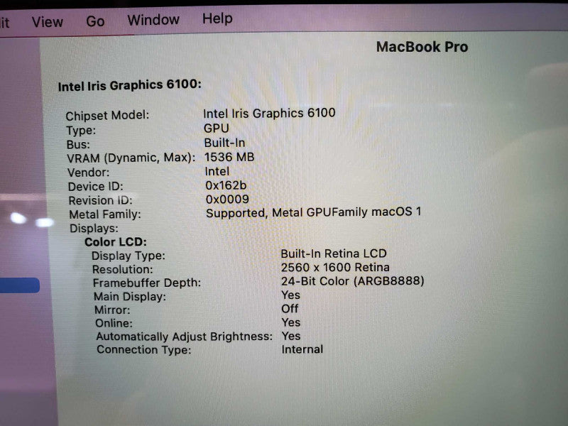 Apple MacBook Pro 2015 13\\" Retina i5-5257U @ 2.7 GHz 8GB DDR3 250GB SSD (