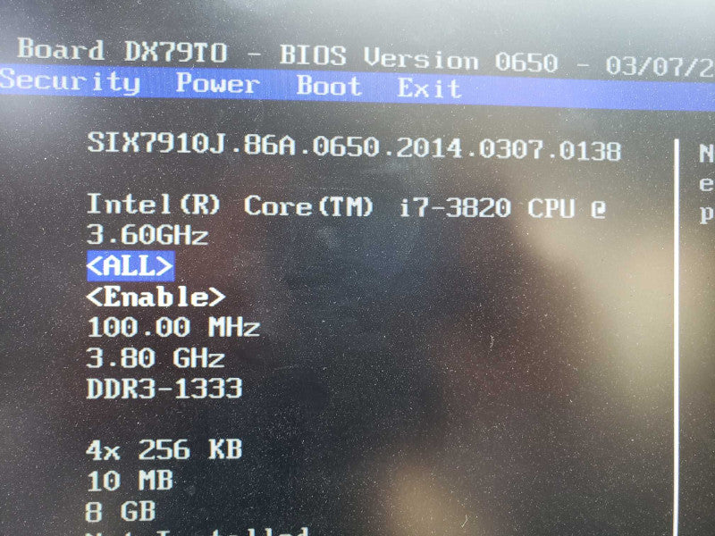 Custom PC Intel DX79T0 i7-3820@3.6GHz 8GB DDR3 No HDD  [