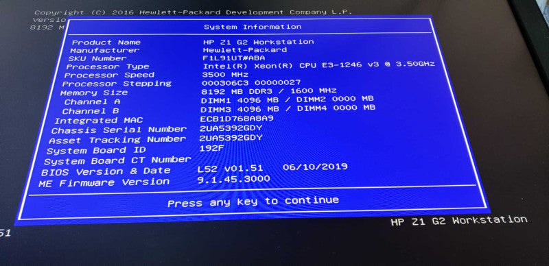 HP Z1 G2 AiO Workstation Xeon E3-1246 V3 @ 3.50ghz / 8gb ram / quadro K2100m #