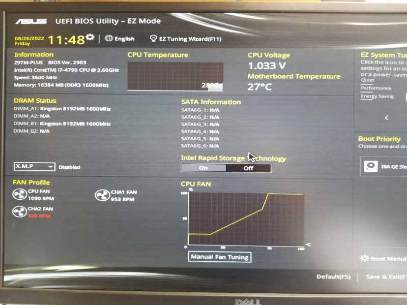 Custom/Asus PC, Core I7-4790 3.6GHz, 16GB RAM, No HDD, 2x HDD Caddies _