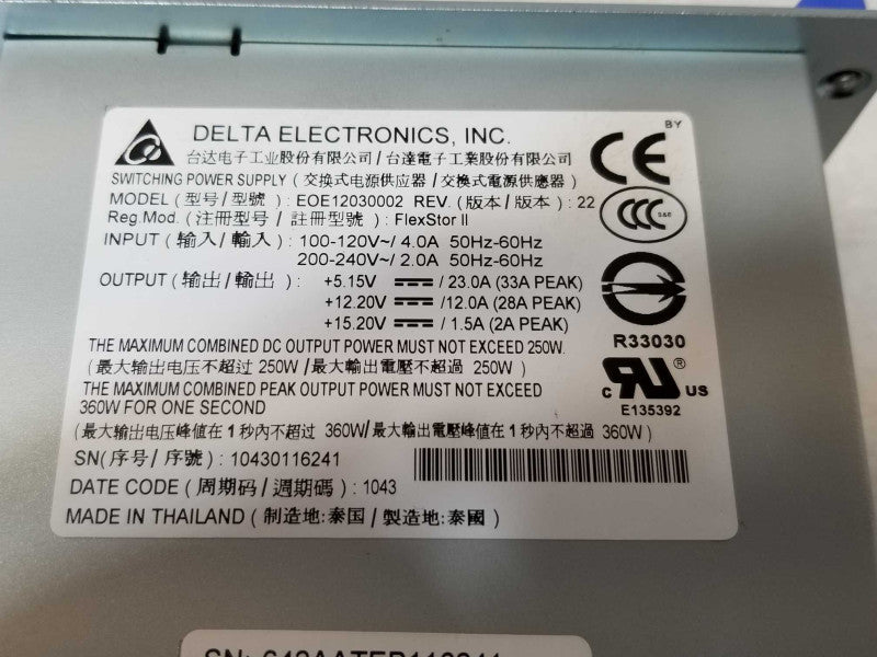 DELL Powervault TL2000 TL4000 250W Redudant Power Supply _