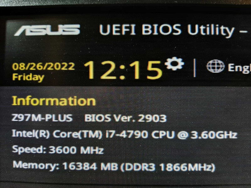 ASUS Z97M-PLUS Micro ATX, i7-4790 3.6GHz/16GB DDR3, GT640, NO HDDs ~