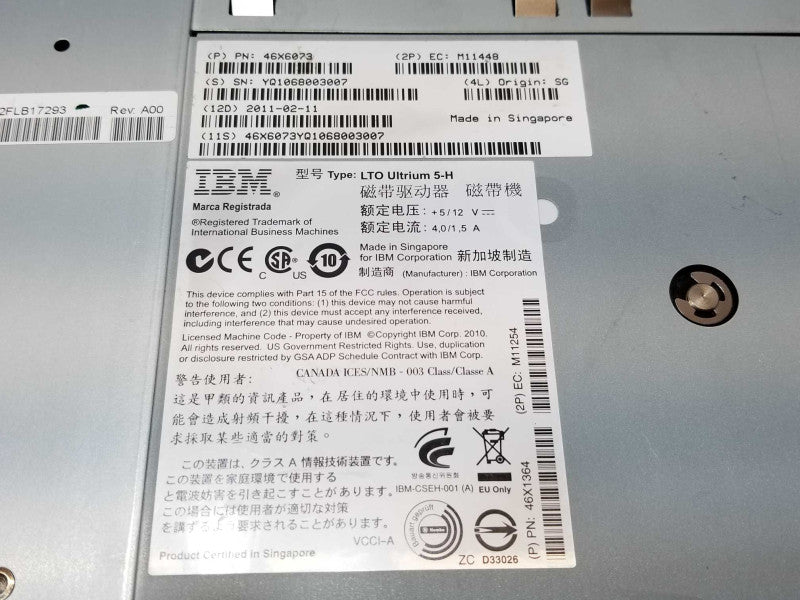 IBM LTO Ultrium 5-H 46X1364 Internal SAS Tape Drive _