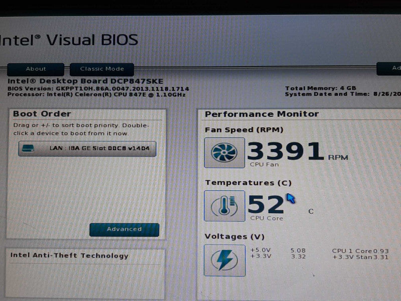 Intel NUC DCCP847DYE Mini PC Celeron 847 @ 1.1GHz 4GB RAM - No SSD +