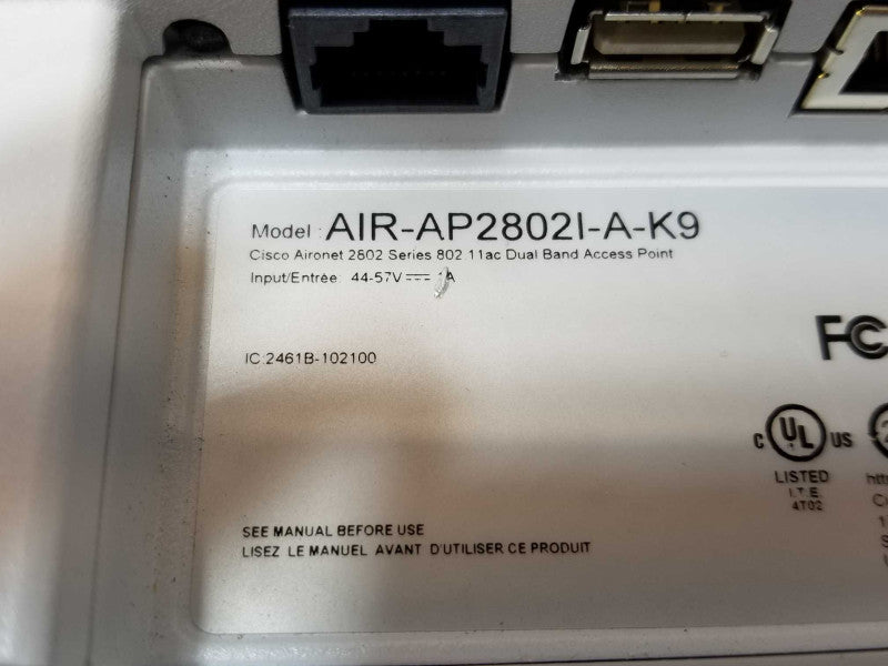 Cisco AIR-AP2802I-A-K9 wireless access point, tested to power on, AS-IS _
