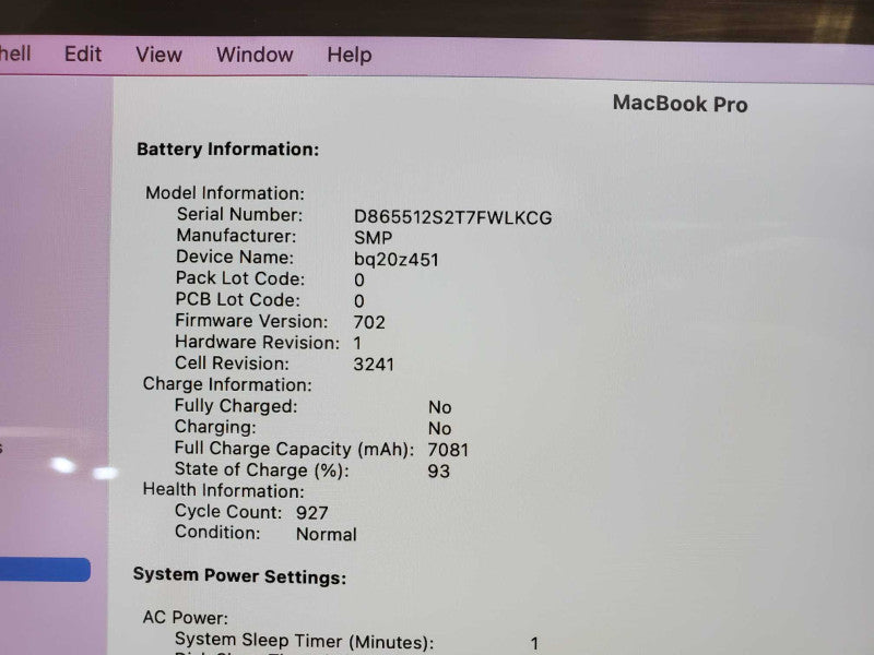 Apple Macbook Pro 2015 15\\" A1398 Core i7-4770HQ @ 2.2GHz 16GB 250GB SSD (