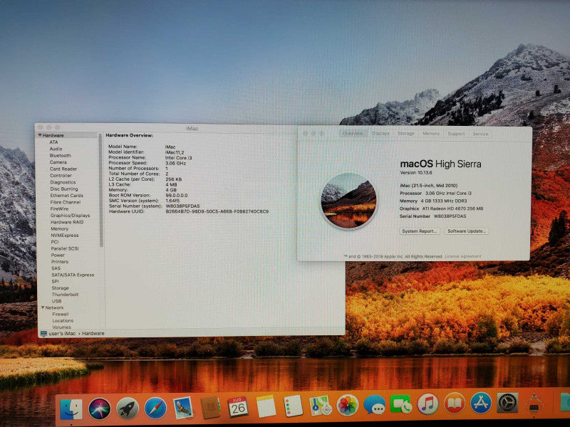 Apple iMac 21.5\\" M.2010 A1311 i3-540 @3.06GHz 4GB 500GB HD 4670 )