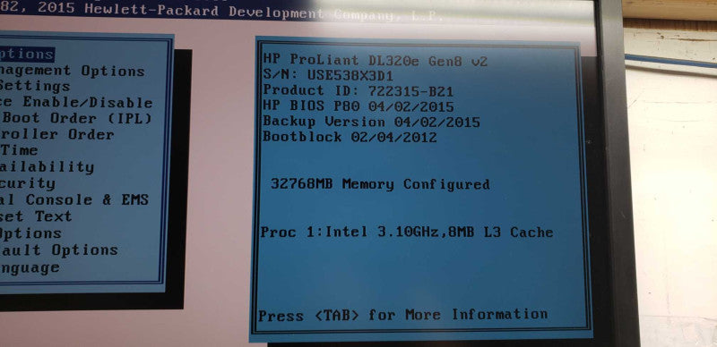 HP Proliant DL320e Gen8 V2 Xeon E3-1220 V3 @ 3.10ghz / 32gb ram / P222 ctrl #