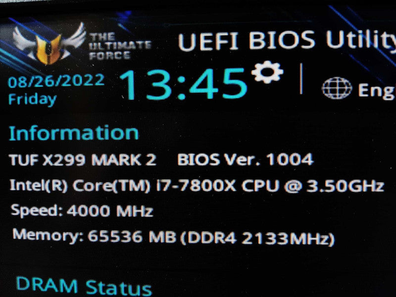 ASUS TUF X299 MARK 2 LGA2066, i7 7800X Skylake Extreme 3.5Ghz/64GB, NO HDDs ~