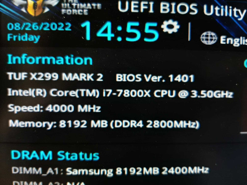ASUS TUF X299 MARK 2 LGA2066, i7 7800X Skylake Extreme 3.5Ghz/8GB, NO HDDs ~