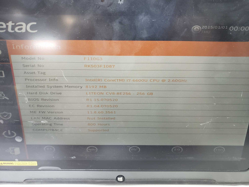 GETAC F110 G3 Fully Rugged Tablet 11.6\\" i7-6600U@2.6GHz 8GB DDR3 800 Hours [