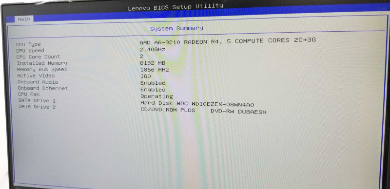 Lenovo Ideacentre AIO 510-22ASR, AMD A6-9210 2.4GHz, 8GB DDR3=